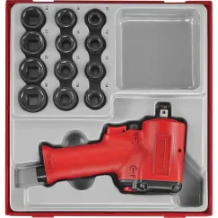 13pc 1/2in Dr. Mini Air Imp.Wr. & Skt Set-TED-Tray